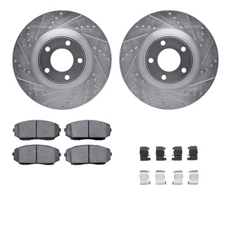 R1 Concepts® - eLINE Series Drilled and Slotted Front Brake Kit with Ceramic Pads