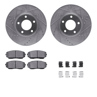 R1 Concepts® - eLINE Series Drilled and Slotted Front Brake Kit with Ceramic Pads