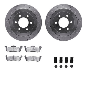 R1 Concepts® - eLINE Series Drilled and Slotted Rear Brake Kit with Ceramic Pads