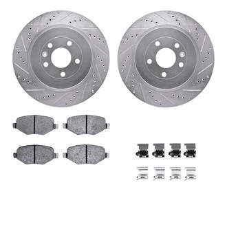 R1 Concepts® - eLINE Series Drilled and Slotted Rear Brake Kit with Ceramic Pads