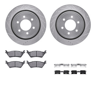 R1 Concepts® - eLINE Series Drilled and Slotted Rear Brake Kit with Ceramic Pads