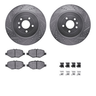 R1 Concepts® - eLINE Series Drilled and Slotted Rear Brake Kit with Ceramic Pads
