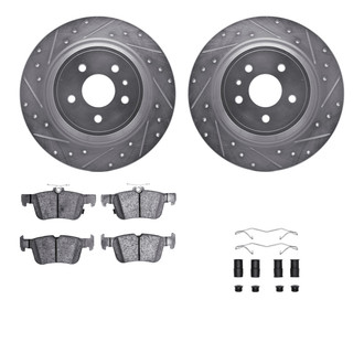 R1 Concepts® - eLINE Series Drilled and Slotted Rear Brake Kit with Ceramic Pads