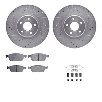 R1 Concepts® - eLINE Series Drilled and Slotted Front Brake Kit with Ceramic Pads