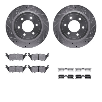 R1 Concepts® - eLINE Series Drilled and Slotted Rear Brake Kit with Ceramic Pads