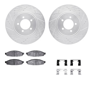 R1 Concepts® - eLINE Series Drilled and Slotted Front Brake Kit with Ceramic Pads