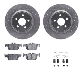 R1 Concepts® - eLINE Series Drilled and Slotted Rear Brake Kit with Ceramic Pads