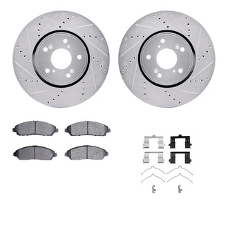 R1 Concepts® - eLINE Series Drilled and Slotted Front Brake Kit with Ceramic Pads