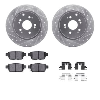 R1 Concepts® - eLINE Series Drilled and Slotted Rear Brake Kit with Ceramic Pads