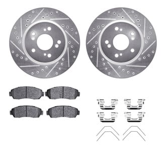 R1 Concepts® - eLINE Series Drilled and Slotted Front Brake Kit with Ceramic Pads