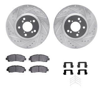 R1 Concepts® - eLINE Series Drilled and Slotted Front Brake Kit with Ceramic Pads