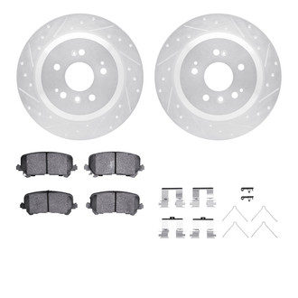 R1 Concepts® - eLINE Series Drilled and Slotted Rear Brake Kit with Ceramic Pads