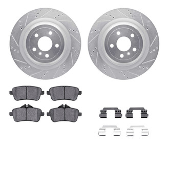 R1 Concepts® - eLINE Series Drilled and Slotted Rear Brake Kit with Ceramic Pads