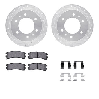 R1 Concepts® - eLINE Series Drilled and Slotted Rear Brake Kit with Ceramic Pads