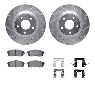 R1 Concepts® - eLINE Series Drilled and Slotted Front Brake Kit with Ceramic Pads