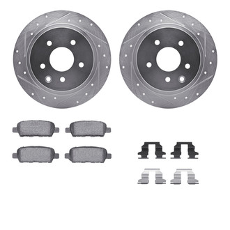 R1 Concepts® - eLINE Series Drilled and Slotted Rear Brake Kit with Ceramic Pads