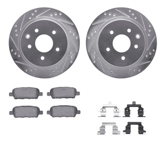 R1 Concepts® - eLINE Series Drilled and Slotted Rear Brake Kit with Ceramic Pads