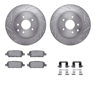 R1 Concepts® - eLINE Series Drilled and Slotted Rear Brake Kit with Ceramic Pads