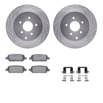 R1 Concepts® - eLINE Series Drilled and Slotted Rear Brake Kit with Ceramic Pads