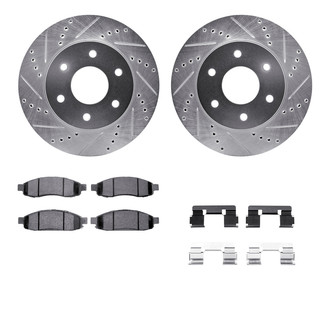 R1 Concepts® - eLINE Series Drilled and Slotted Front Brake Kit with Ceramic Pads