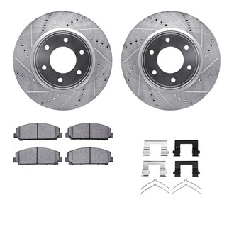 R1 Concepts® - eLINE Series Drilled and Slotted Front Brake Kit with Ceramic Pads