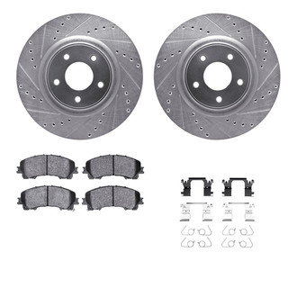 R1 Concepts® - eLINE Series Drilled and Slotted Front Brake Kit with Ceramic Pads