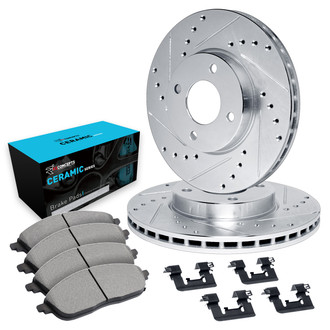 R1 Concepts® - Drilled and Slotted Front Brake Kit with Ceramic Pads