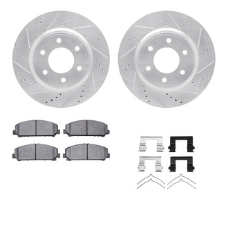 R1 Concepts® - eLINE Series Drilled and Slotted Front Brake Kit with Ceramic Pads