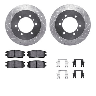 R1 Concepts® - eLINE Series Drilled and Slotted Rear Brake Kit with Ceramic Pads
