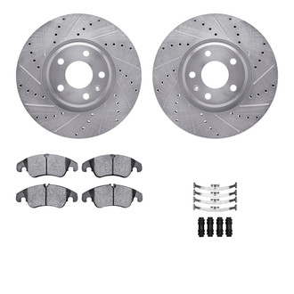 R1 Concepts® - eLINE Series Drilled and Slotted Front Brake Kit with Ceramic Pads