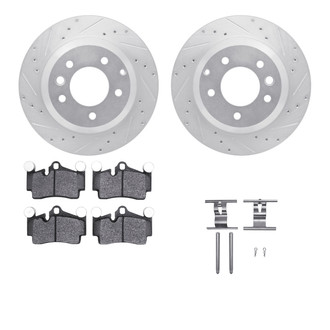 R1 Concepts® - eLINE Series Drilled and Slotted Rear Brake Kit with Ceramic Pads