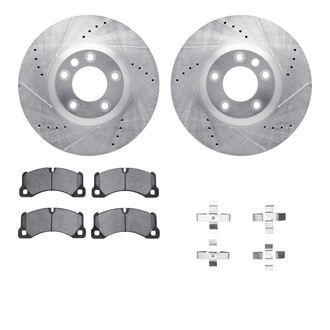 R1 Concepts® - eLINE Series Drilled and Slotted Front Brake Kit with Ceramic Pads