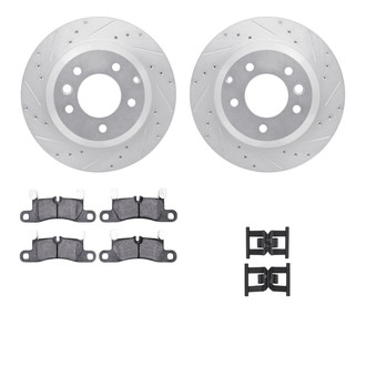 R1 Concepts® - eLINE Series Drilled and Slotted Rear Brake Kit with Ceramic Pads