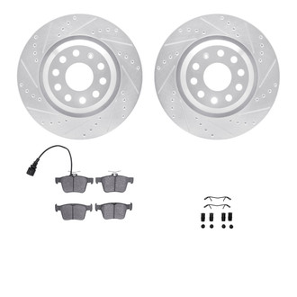 R1 Concepts® - eLINE Series Drilled and Slotted Rear Brake Kit with Ceramic Pads