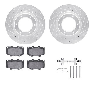 R1 Concepts® - eLINE Series Drilled and Slotted Front Brake Kit with Ceramic Pads
