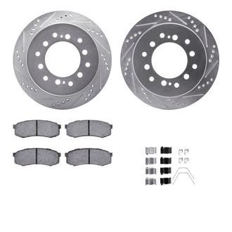 R1 Concepts® - eLINE Series Drilled and Slotted Rear Brake Kit with Ceramic Pads