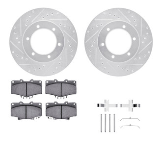 R1 Concepts® - eLINE Series Drilled and Slotted Front Brake Kit with Ceramic Pads