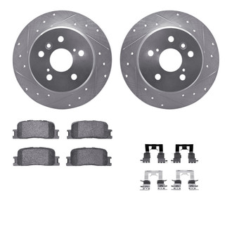 R1 Concepts® - eLINE Series Drilled and Slotted Rear Brake Kit with Ceramic Pads