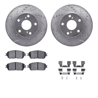R1 Concepts® - eLINE Series Drilled and Slotted Front Brake Kit with Ceramic Pads