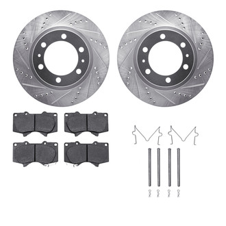 R1 Concepts® - eLINE Series Drilled and Slotted Front Brake Kit with Ceramic Pads
