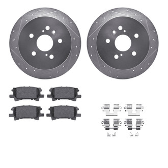 R1 Concepts® - eLINE Series Drilled and Slotted Rear Brake Kit with Ceramic Pads