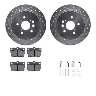 R1 Concepts® - eLINE Series Drilled and Slotted Rear Brake Kit with Ceramic Pads