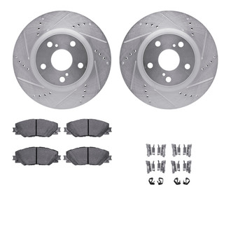 R1 Concepts® - eLINE Series Drilled and Slotted Front Brake Kit with Ceramic Pads