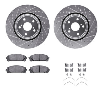 R1 Concepts® - eLINE Series Drilled and Slotted Front Brake Kit with Ceramic Pads