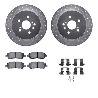 R1 Concepts® - eLINE Series Drilled and Slotted Rear Brake Kit with Ceramic Pads