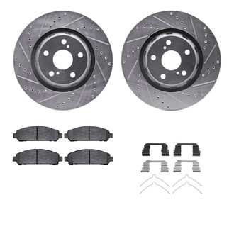 R1 Concepts® - eLINE Series Drilled and Slotted Front Brake Kit with Ceramic Pads