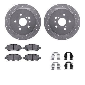 R1 Concepts® - eLINE Series Drilled and Slotted Rear Brake Kit with Ceramic Pads