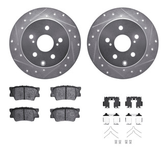 R1 Concepts® - eLINE Series Drilled and Slotted Rear Brake Kit with Ceramic Pads