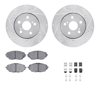 R1 Concepts® - eLINE Series Drilled and Slotted Front Brake Kit with Ceramic Pads