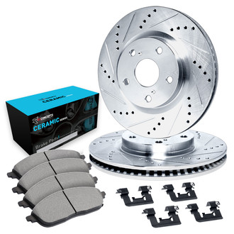 R1 Concepts® - Drilled and Slotted Rear Brake Kit with Ceramic Pads